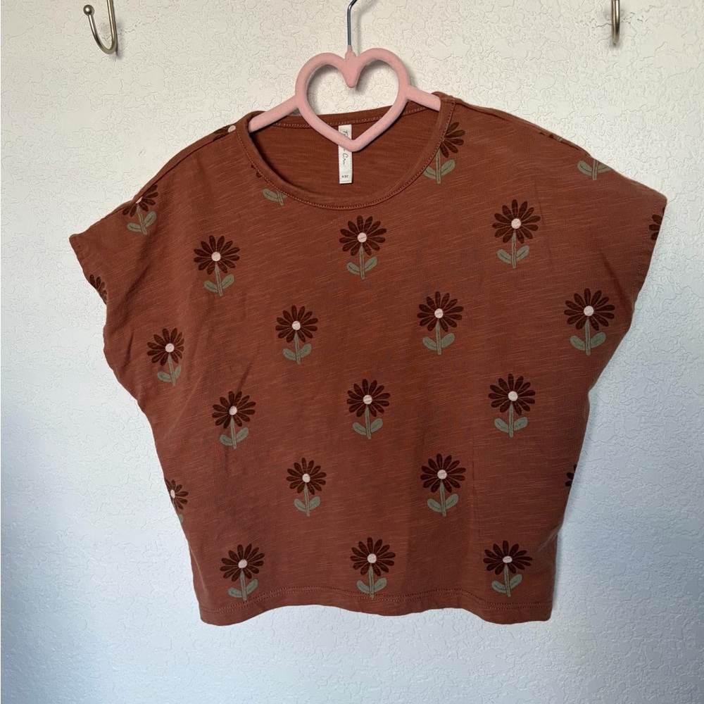 Rylee + Cru Rust Floral Short Sleeve Top